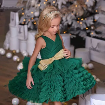 Reljefiniai Žalia Kamuolys Suknelės, Gėlių Mergaičių Suknelės Princess Gimtadienio Suknelė Mergaitėms Konkurso Pirmojo Krikšto, Komunijos Suknelė
