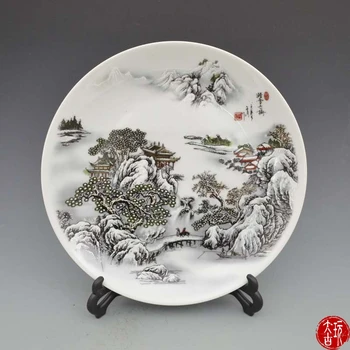 Retas senas Kinų porceliano plokštelės,Pastelė,Snieguotas kalnų žiemą, Apdaila /Collection/ amatų,Nemokamas pristatymas