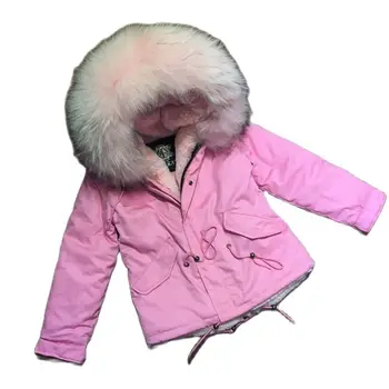 Rožinės Spalvos Elegantiškas Trumpas Parko Moterų Žiemos Padirbtų Kailių Paltai Su Big Pink Apykaklės Outwear Drabužiai