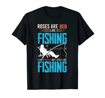 Rožės Raudonos, aš, Pavyzdžiui, Žvejybos negaliu jokios prasmės Juokinga Žvejų T-Shirt Vyrai Medvilnės O-kaklo Marškinėlius Hip-Hop Tees Streetwear Harajuku