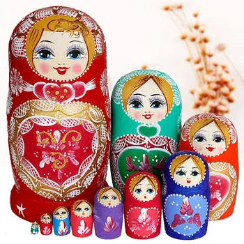 Rusijos Lėlės Spalva 10 Vnt Kūrybos Dovanos Ranka-dažytos Gimtadienio proga Atgimti Lėlės Žaislas Medinių Rankdarbių A041