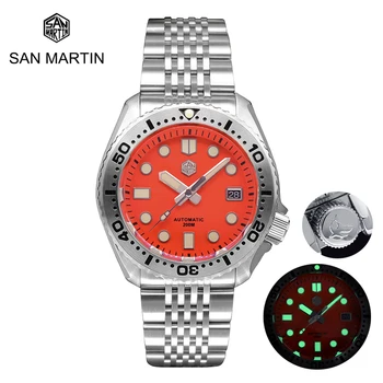 San Martin Top Brand Vyrų Nardymo Žiūrėti Abalone NH35 Mechaninė Verslo Laikrodžius Apyrankę Šviesos Safyras 20Bar Relojes