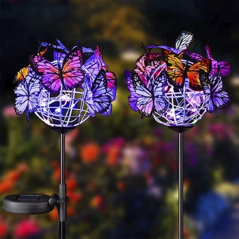 Saulės Energija Varomas Pasaulyje Metalo Audimo Pasakų Saulės Šviesos Žibintai Su Butterfly Garden Apdailos Vejos Kraštovaizdžio Atostogų Šviesos