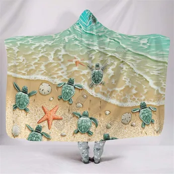 Sea Turtle 3d atspausdintas Gobtuvu Antklodė Suaugusiųjų spalvinga vaikų Sherpa Vilnos Nešiojami Antklodė Mikropluošto Patalynės stilius-2