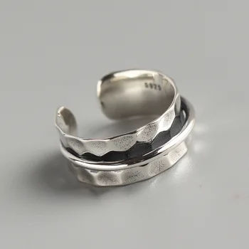 Sidabro Spalvos, Netaisyklingos Geometrinės Dvigubas Žiedas Moterims Paprasta Unikalaus Dizaino, Mados Reguliuojamas Baroko Stiliaus rodomojo Piršto Žiedą
