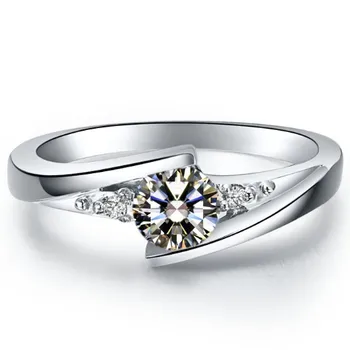 Star Puikus 0.5 Ct Deimantų Vestuvių Žiedas 18K White Gold Jewelry Solitaire Vestuvinis Žiedas Moterims G18K