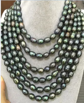 Tahitian juoda povas žalia perlų vėrinį 80inch 11-13 mm