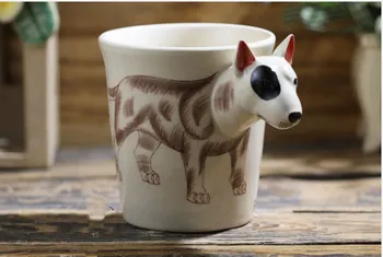 Tailandas Rankomis Dažyti Gyvūnų Puodelis Bull Terjeras Keramikos Animacinių filmų Dovana, mielas kavos Puodelius ir Taures