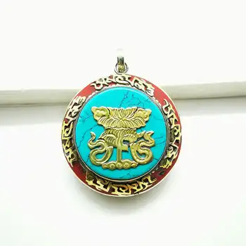 Tibeto Maldos Lauke Amuletas Pasisekė Aštuonių Laimingas Simbolių Balto Metalo Vario Inkrustacijos Mantra Apranga TGB018