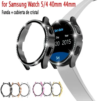 Tinka Samsung Galaxy watch4/5 40mm 44mm deimantų inkrustuota drop-įrodymas byloje PC grūdintas kino integruotos apsaugos atveju