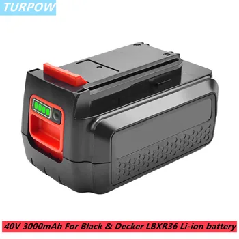 Turpow 3000mAh Black & Decker LBXR36 40V įrankio baterija BLACK & DECKER BL1336L BL2036 BL2036L baterija TC220 NST1118