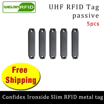 UHF RFID metalo žymeklį confidex ironside slim 915m 868mhz Impinj Monza4QT EPK 5vnt nemokamas pristatymas tvirtos ABS smart pasyvus RFID