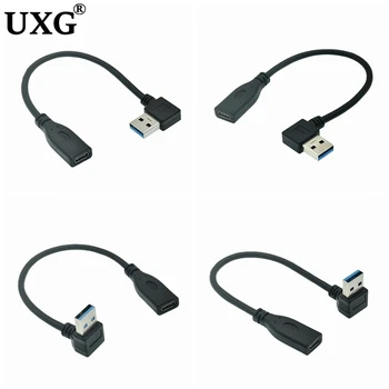 USB3.1 Tipas-C Moterų USB3.0 Male Kabelio su Adapteriu 90 stačiu Kampu 10Gbps Gen2 Convoter VR 