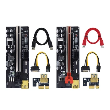 VER009C PLUS PCI-E Riser Card 009C PCI Express 1X iki 16X Pratęsimo 6Pin SATA Power LED Vaizdo Kortelė