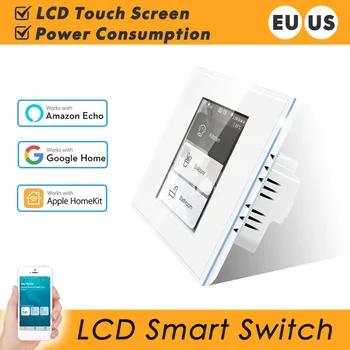 WiFi Smart Lempos, Užuolaidų Jungiklis Protingo Namo 4 In1 Protingas Jungiklis LCD Jutiklinis Ekranas 1/2/3 Gauja Daugiafunkcį APP Kontrolės Homekit
