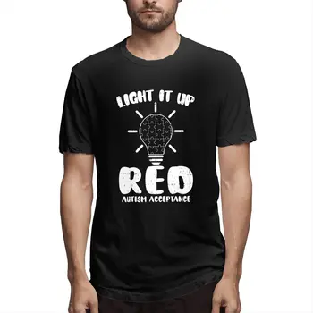 Šviesos Ji Raudonai #Redinstead Dėlionės Gabalas Autizmo Aw Grafinis Tee vyriški trumpomis Rankovėmis T-shirt Juokinga vatos Pagaliukai